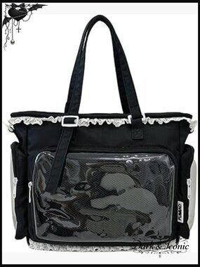 Kawaii Lace Ita Bag, Pin Display Crossbody with Pearl Bow Charm